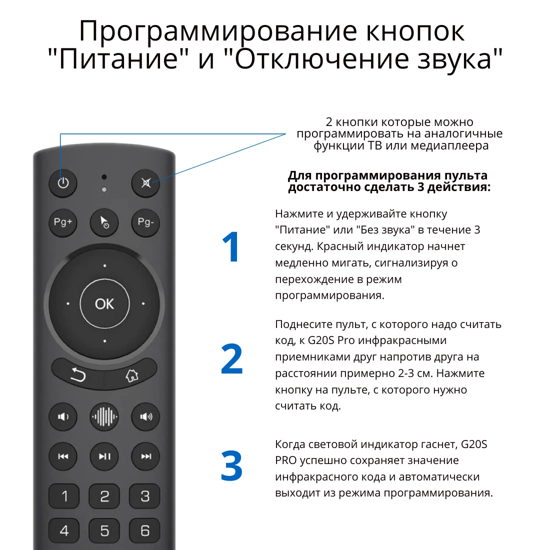 Прорграмирование пульта G20S Pro 